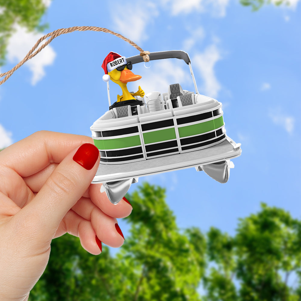 Personalized Pontoon Trip Duck Christmas Ornament