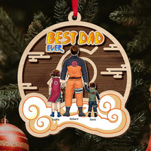 Load image into Gallery viewer, Personalized &#39;Best Dad Ever&#39; Anime Inspired Wood Ornament Ornament PopCulturePrints

