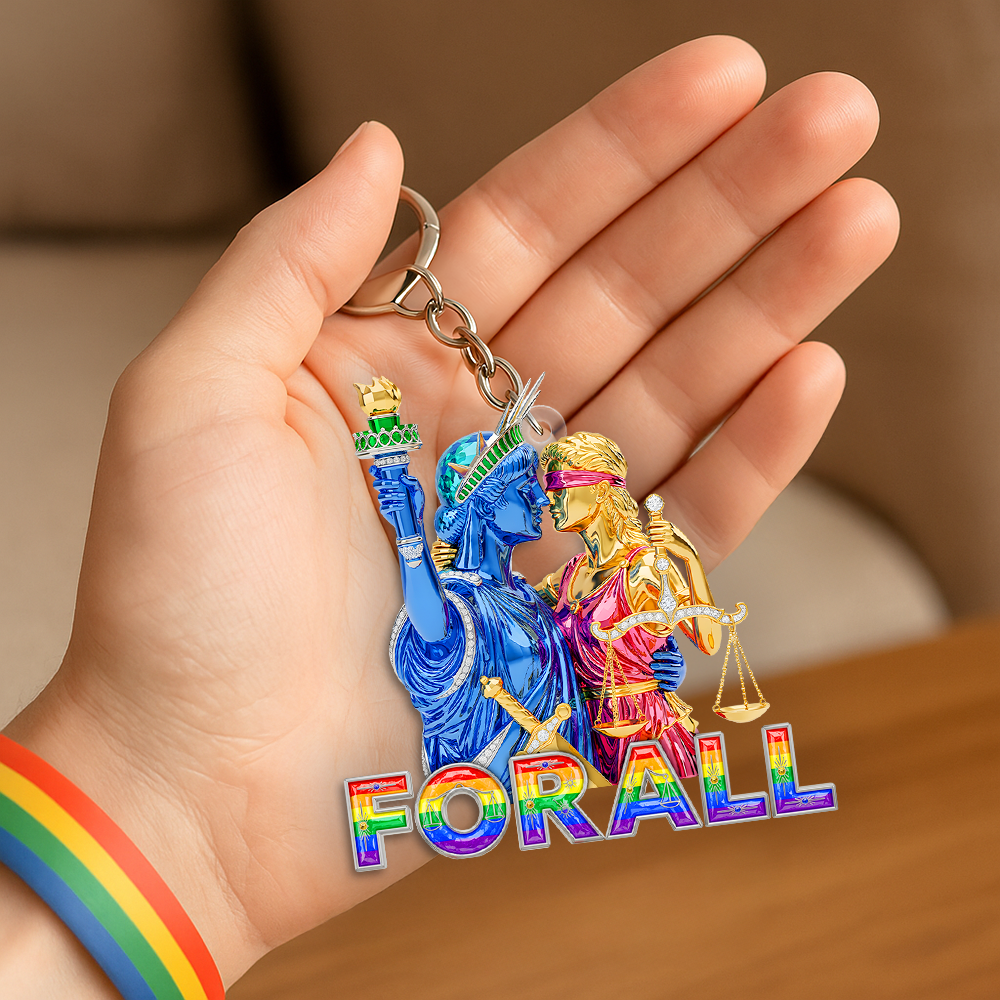 For All Love: Personalized LGBT Couple Statue Acrylic Keychain - A Meaningful Gift for Loved Ones Keychains PopCulturePrints