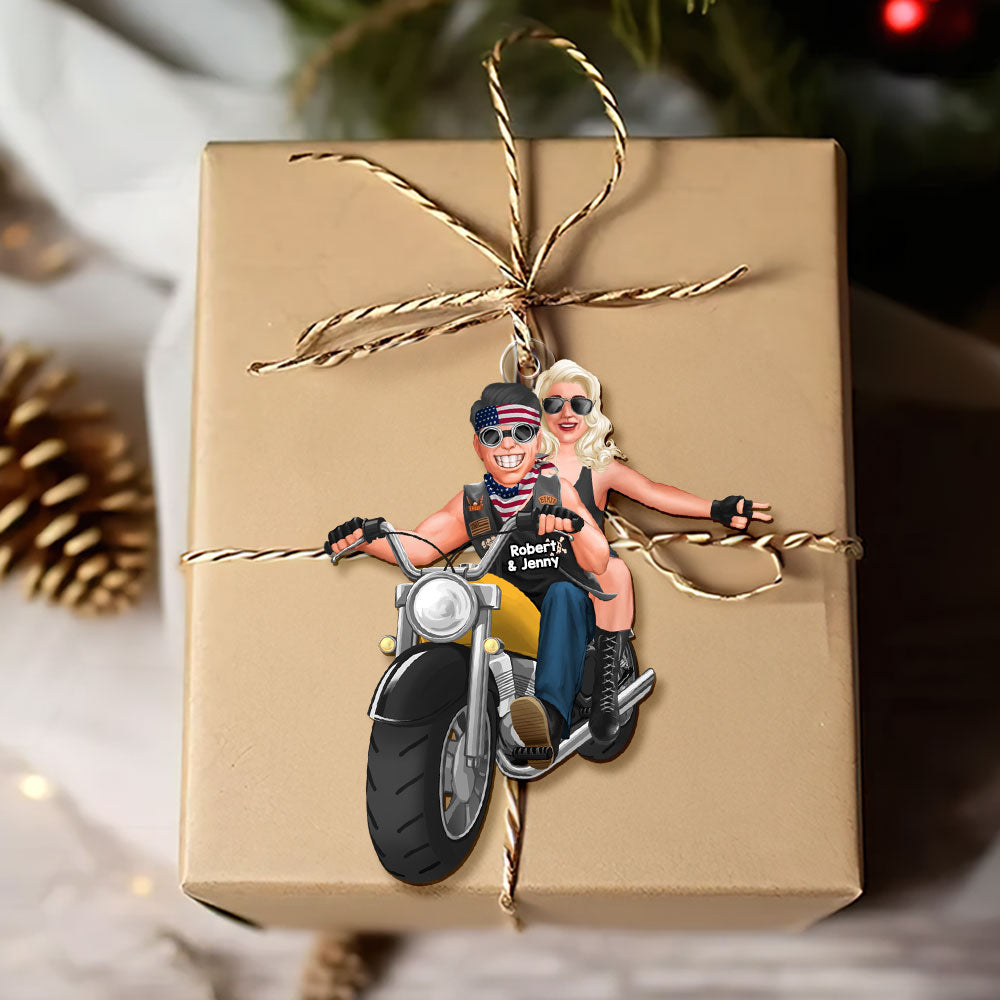 Custom Motorbike Couple Christmas Ornament