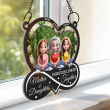 Load image into Gallery viewer, Mother &amp; Daughters: Forever Linked Together - Personalized Window Hanging Suncatcher Ornament Suncatcher Ornament PopCulturePrints
