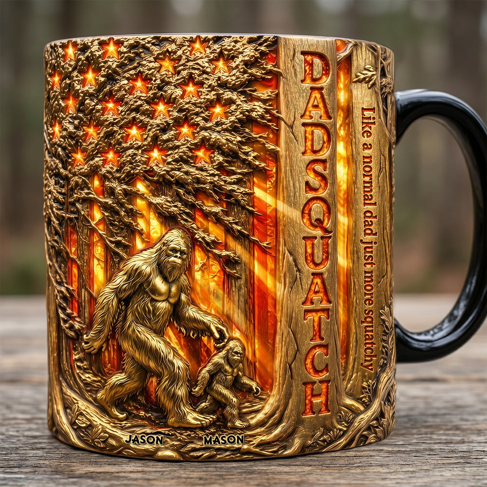 "Like a normal dad, just more squatchy" - Proud American Sasquatch Dad Magic Mug - Personalized Gifts for Dads & Grandpas Coffee Mug PopCulturePrints