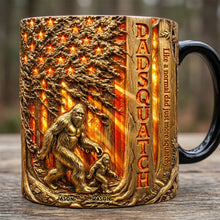 Load image into Gallery viewer, "Like a normal dad, just more squatchy" - Proud American Sasquatch Dad Magic Mug - Personalized Gifts for Dads &amp; Grandpas Coffee Mug PopCulturePrints

