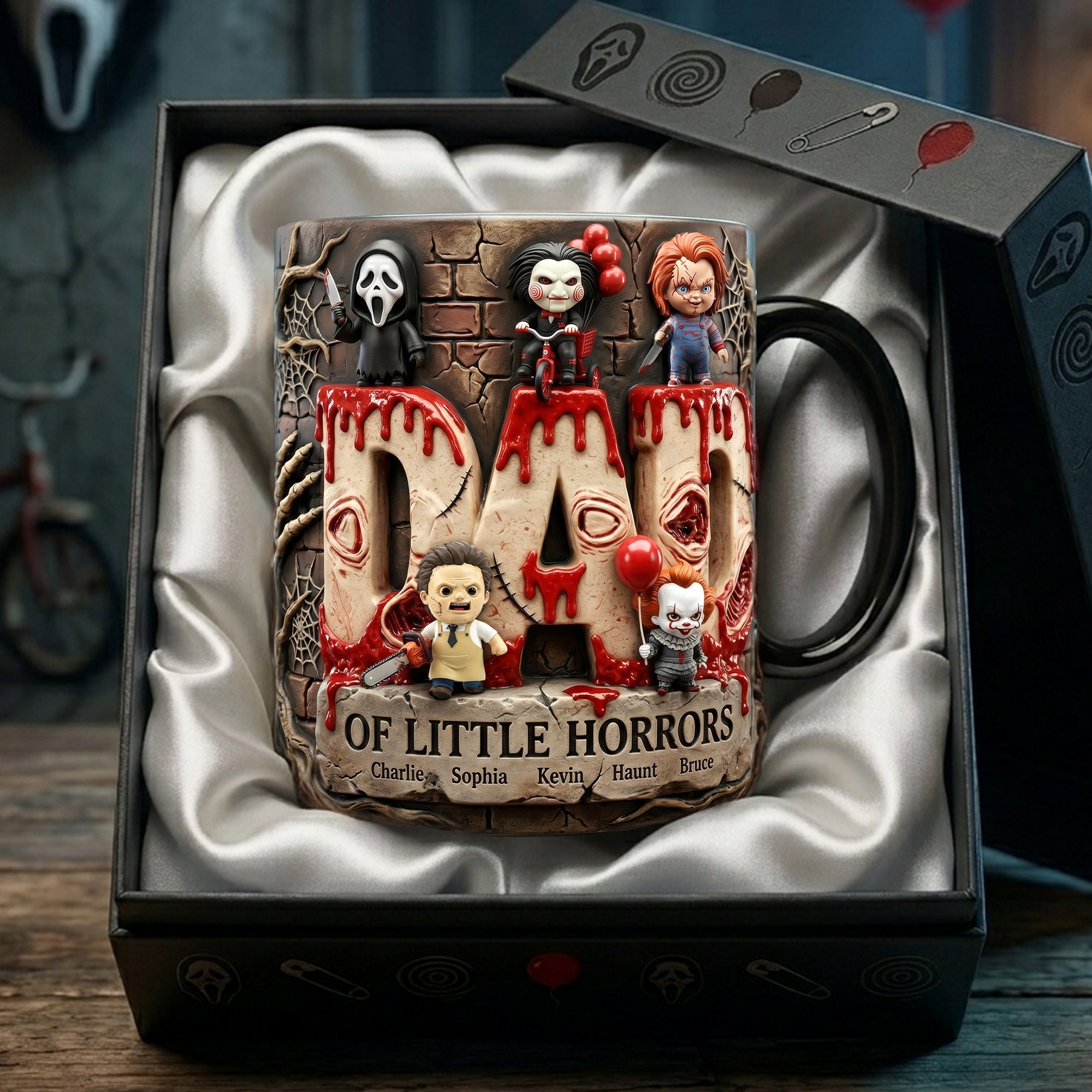 "Dad: Master of Little Horrors!" - Personalized Magic Mug for Dads, Grandpas, and Horror Fans Coffee Mug PopCulturePrints