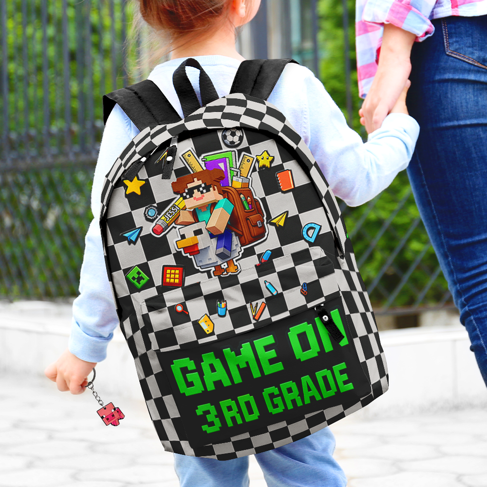 Game On: Pixel Style Backpack - Personalized Gift for Kids Who Love Gaming Backpack PopCulturePrints