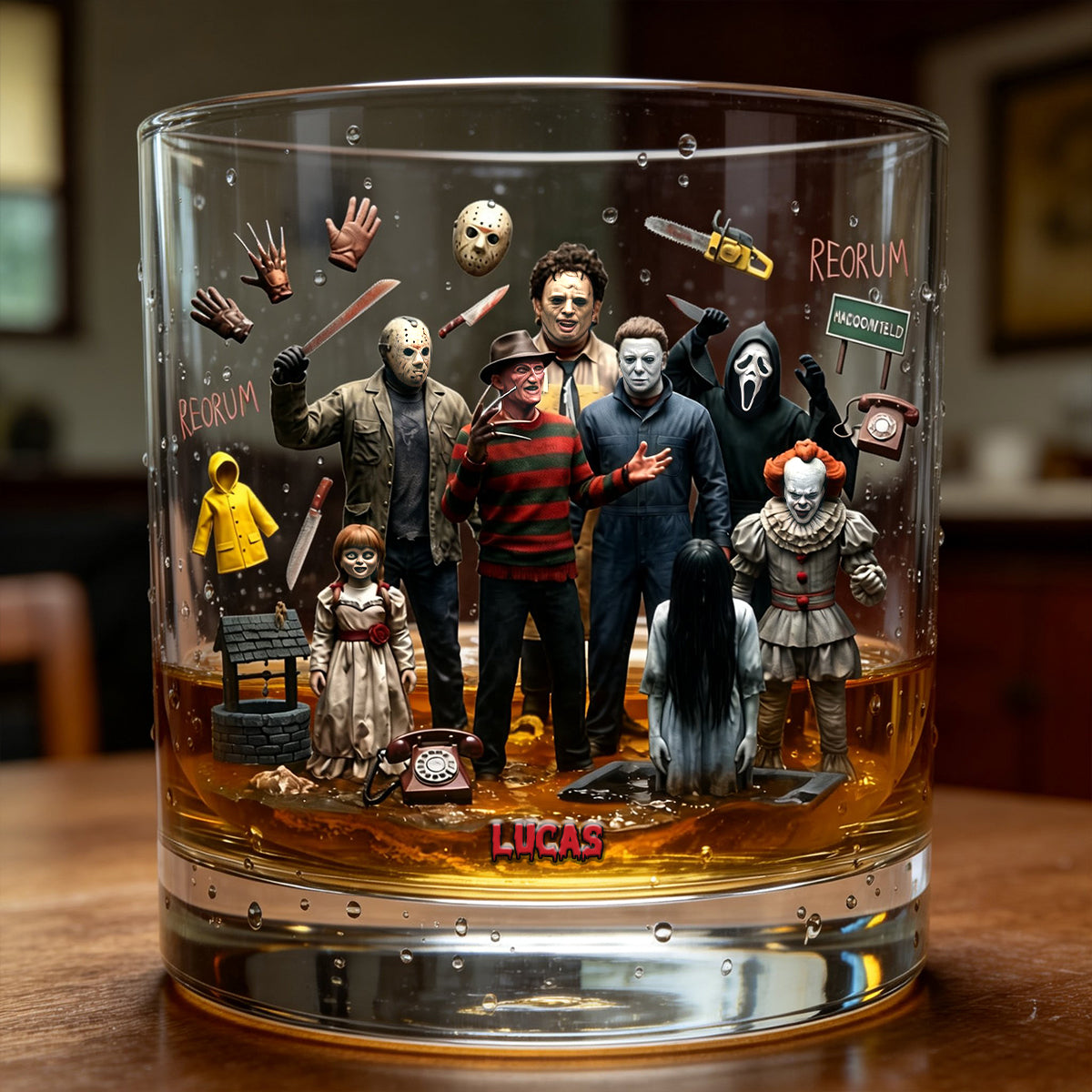 Unleash Your Inner Horror Fan! Scary Villain Drinking Glass - Personalized Gifts For Horror Lovers Glass PopCulturePrints