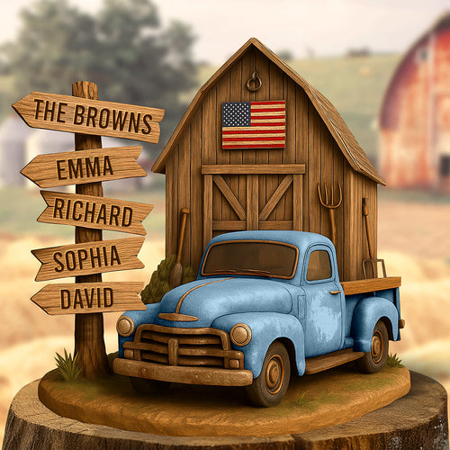 Home Is Where Family Gathers - Farm Barn Family Acrylic Plaque - Personalized Gifts for Loved Ones Shaped Plaques PopCulturePrints