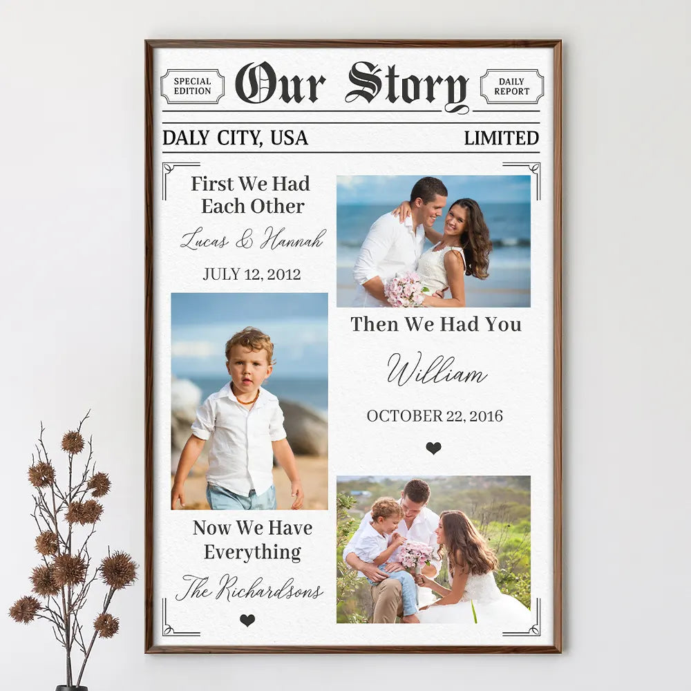 Our Story: 'Now We Have Everything' - Personalized Family Photo Poster Poster PopCulturePrints