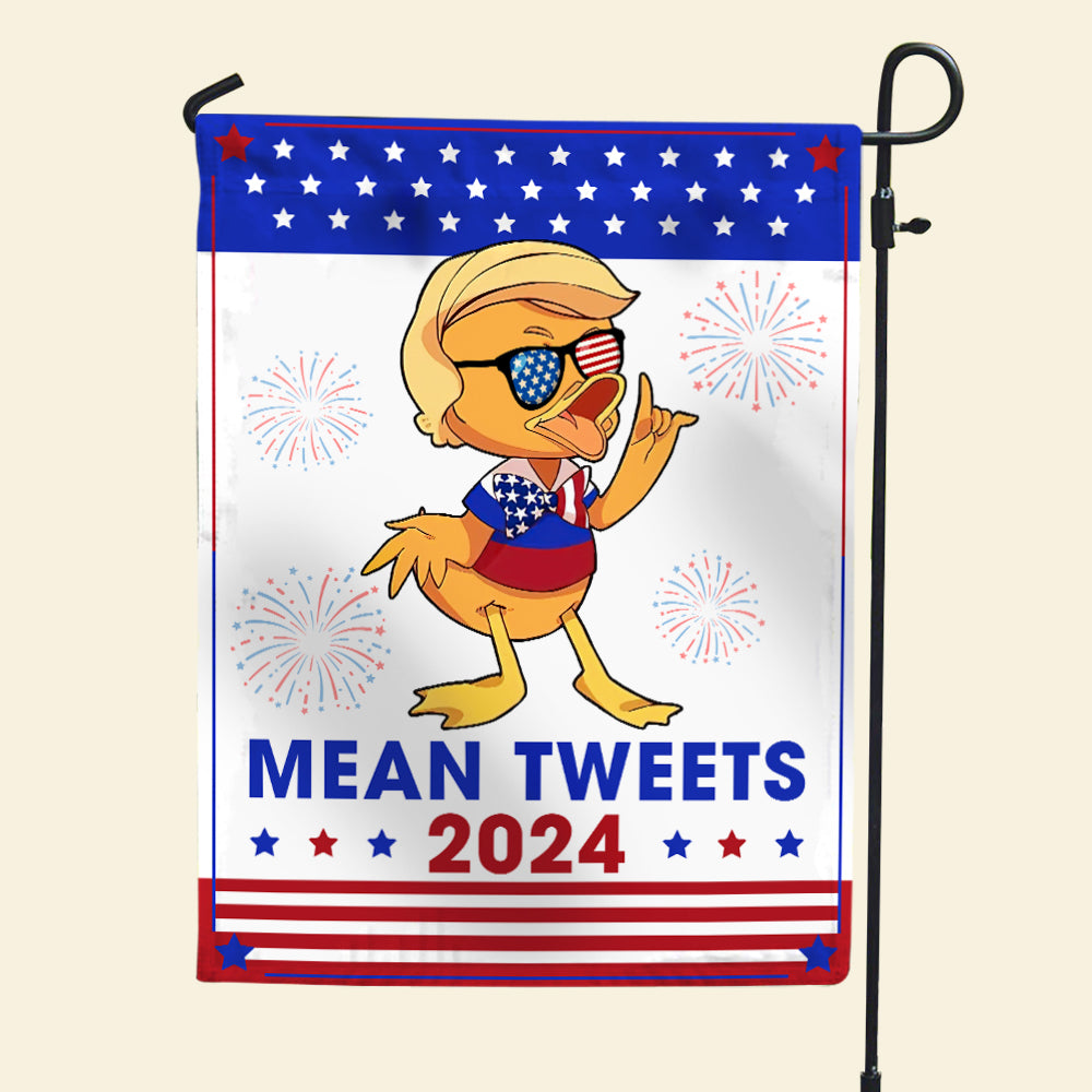 Funny Mean Tweets 2024 Garden Flag – Patriotic Duck Design Garden Flag PopCulturePrints