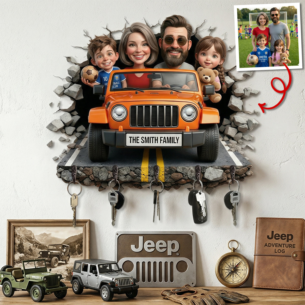 "Family Adventures Await" - Personalized Driving Roadway Acrylic Key Hanger - Custom Photo Gifts for Families Key Hanger PopCulturePrints