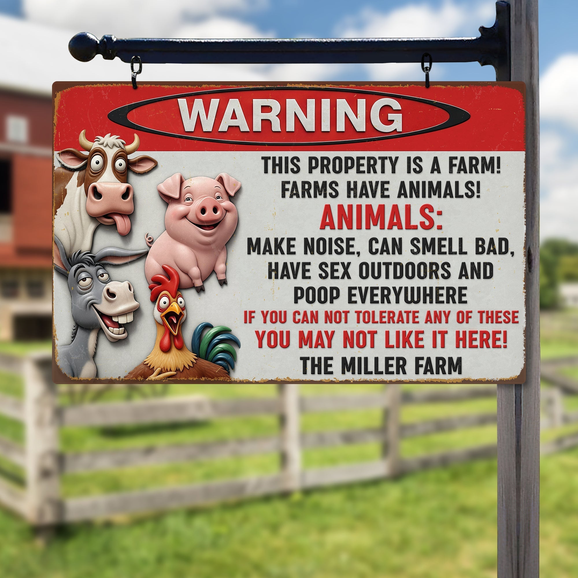 Warning: Farm Life is Adorable! – Funny Farm Animals Metal Sign – Personalized Gifts For Farmers Metal Signs PopCulturePrints