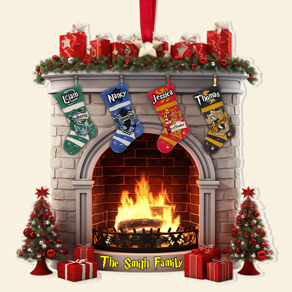 Custom Family Name Wizard Stocking Fireplace Ornament