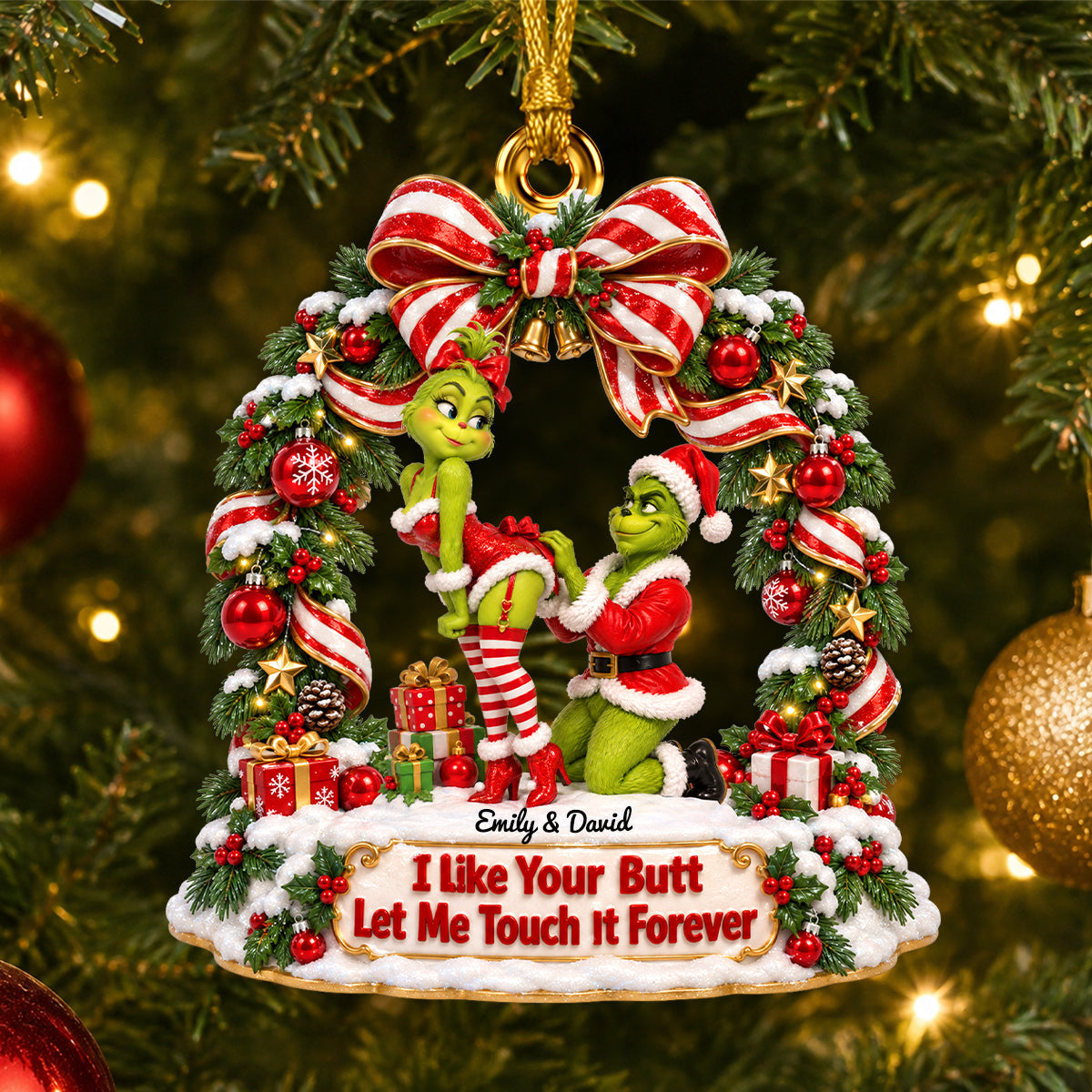 My Heart Grew Three Sizes For You - Romantic Kissing Couple Christmas Acrylic Ornament | Personalized Gift for Couples