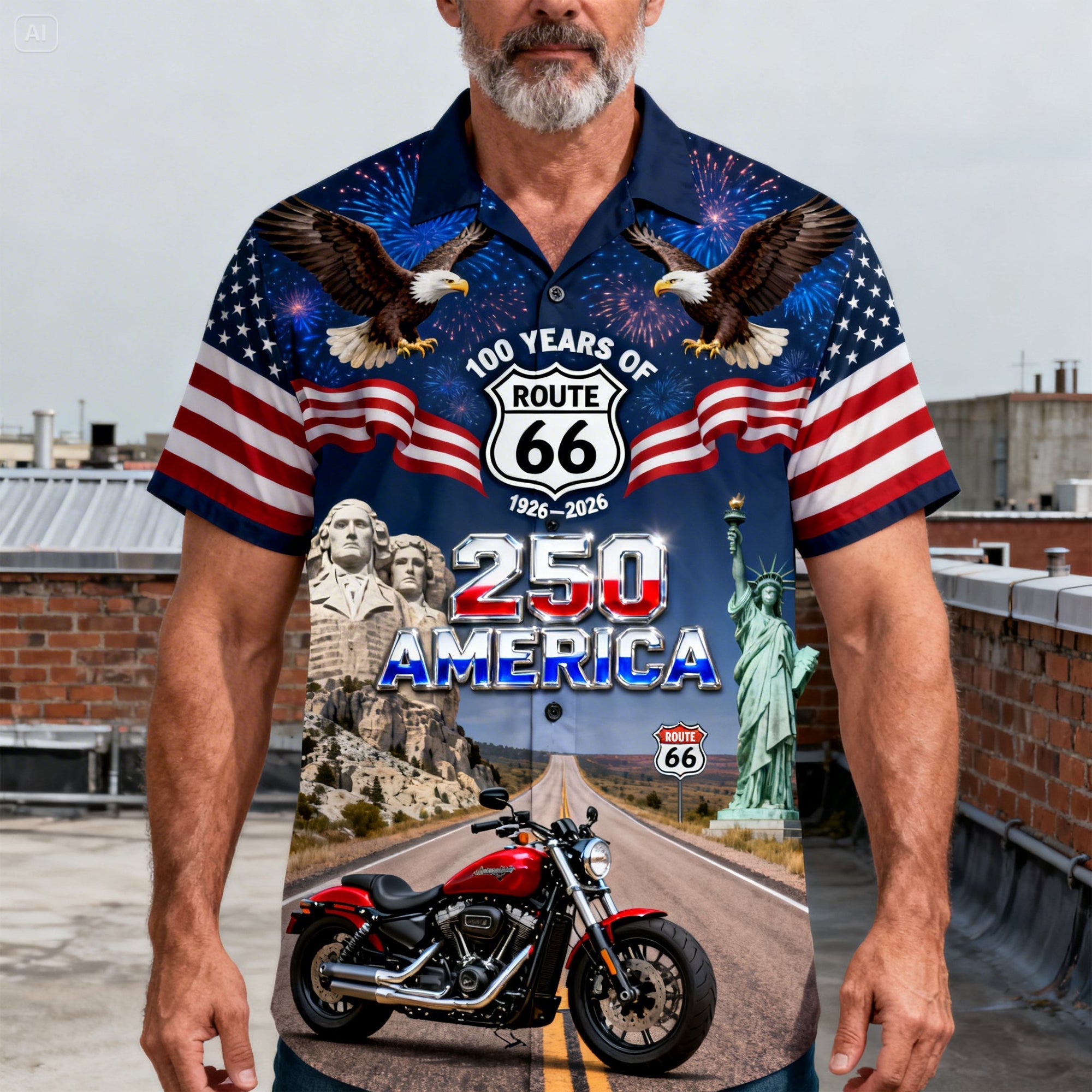 Reflect Your Patriotism with Pride - Proud American Motorcycle Hawaiian Shirt - Custom Photo Gifts for Bikers Hawaiian Shirts PopCulturePrints