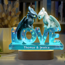 Load image into Gallery viewer, &quot;Love Blooms with Every Glance&quot; - Personalized Dragon Couple LED Light - Unique Gift for Couples and Lovers Led Night Light PopCulturePrints

