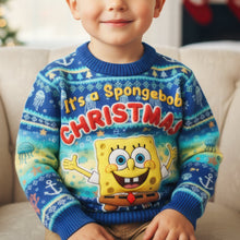 Load image into Gallery viewer, Celebrate Christmas with Spongebob – Personalized Ugly Sweater for Kids AOP Products PopCulturePrints
