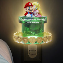 Load image into Gallery viewer, For You I Would Travel All Levels Around The World - Gamer Couples Acrylic Night Light Night Light PopCulturePrints
