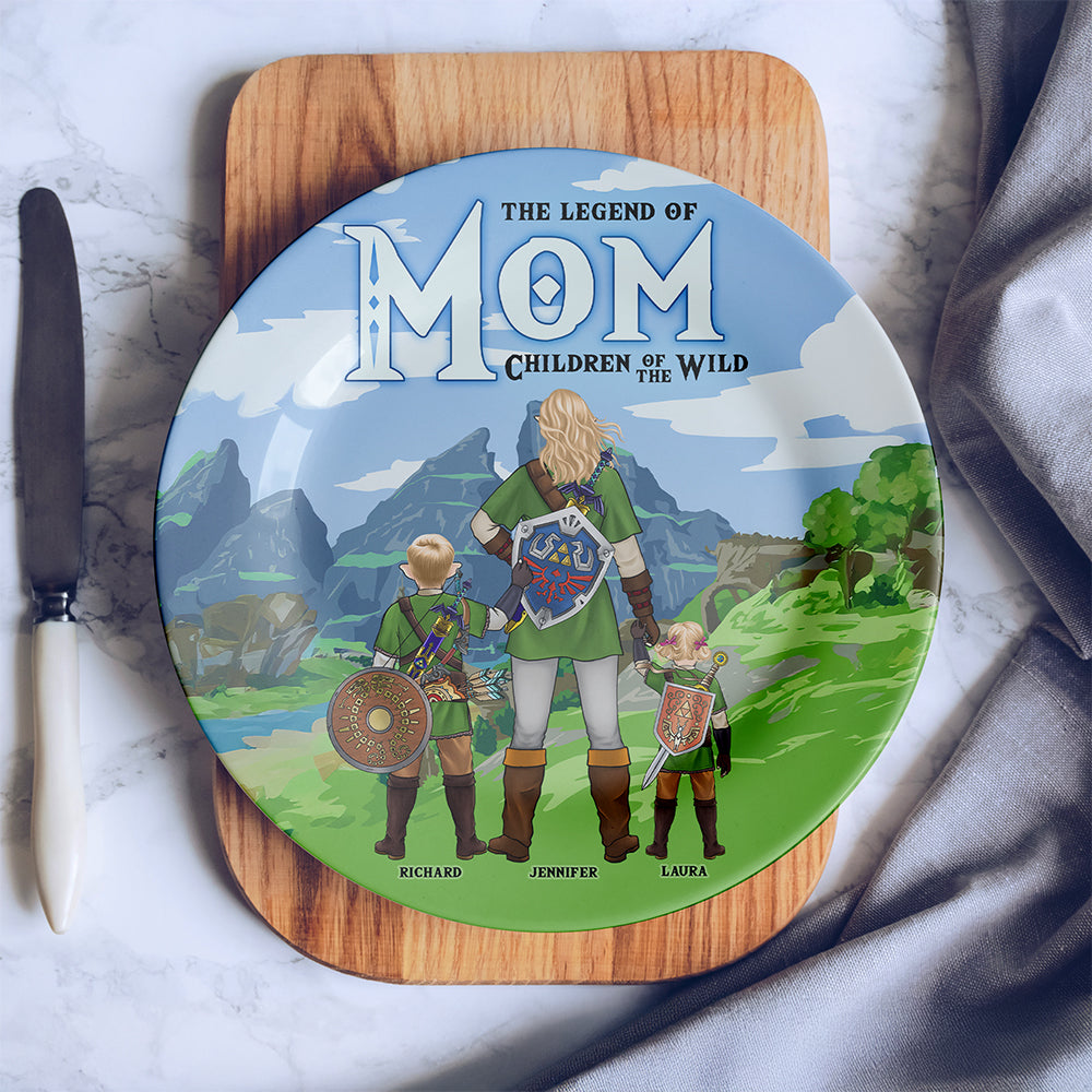 The Legend of Mom: A Heartfelt Tribute - Personalized Ceramic Round Plate - Gift for Mom, Grandma, and More Ceramic Round Plate PopCulturePrints