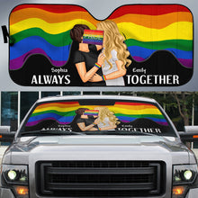 Load image into Gallery viewer, Personalized LGBT Couple Windshield Sunshade - Always Together Doormat PopCulturePrints
