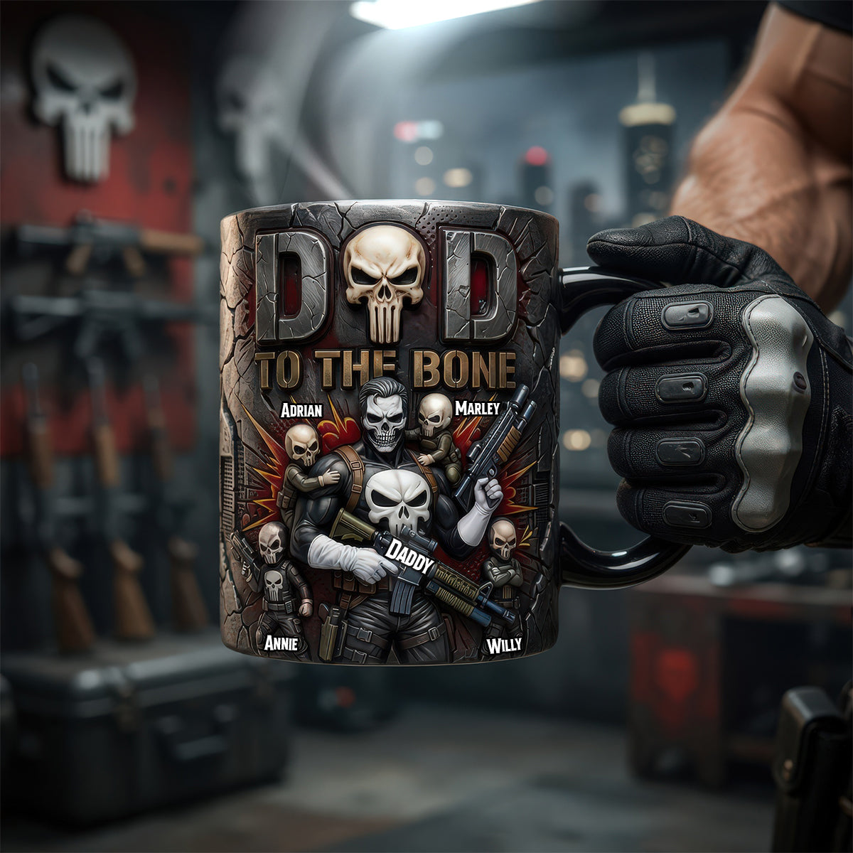 “Dad To The Bone” - Personalized Skull Dad Magic Coffee Mug - Unique Gift for Dads & Grandpas Coffee Mug PopCulturePrints