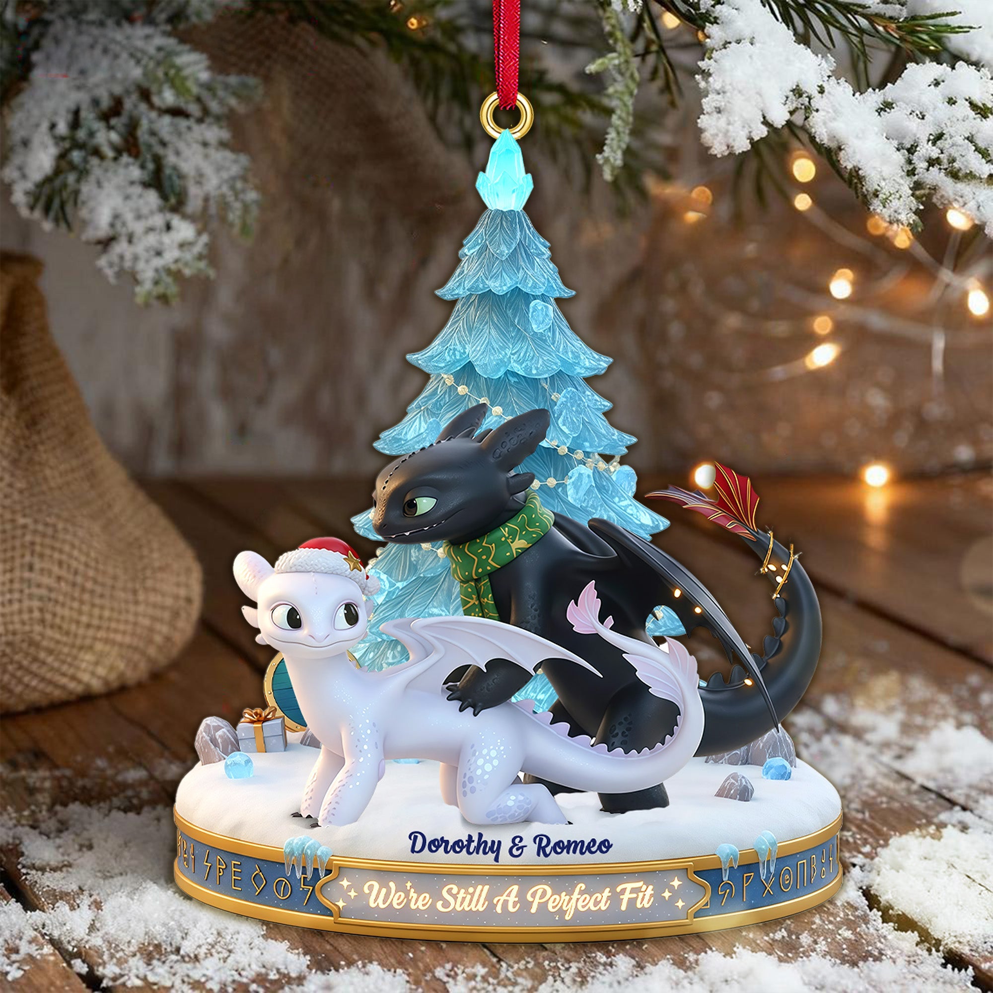 We're Still A Perfect Fit - Personalized Couples Christmas Acrylic Ornament Ornament PopCulturePrints