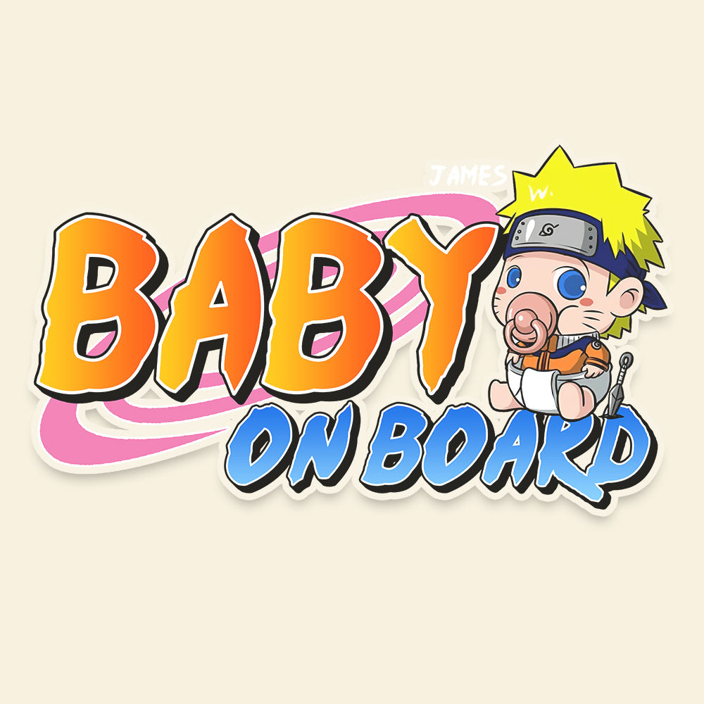 Personalized Cartoon Baby On Board Car Decal Decal Sticker PopCulturePrints