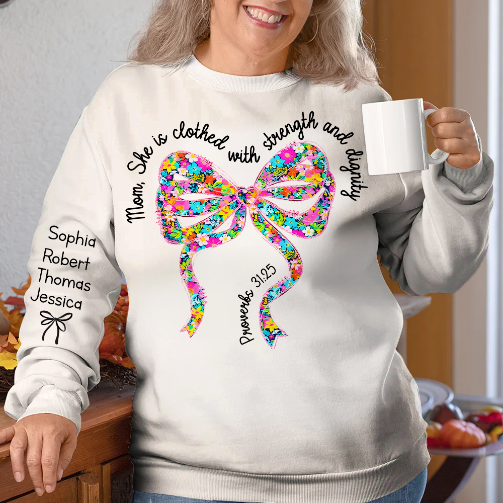Mom, She is clothed with strength and dignity - Personalized 3D Shirt for Mom and Grandma AOP Products PopCulturePrints