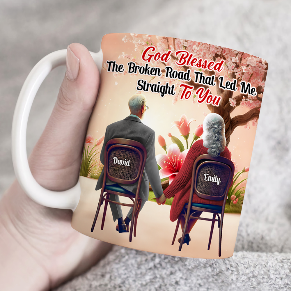 Personalized Couples Coffee Mug - God Blessed The Broken Road Coffee Mug PopCulturePrints