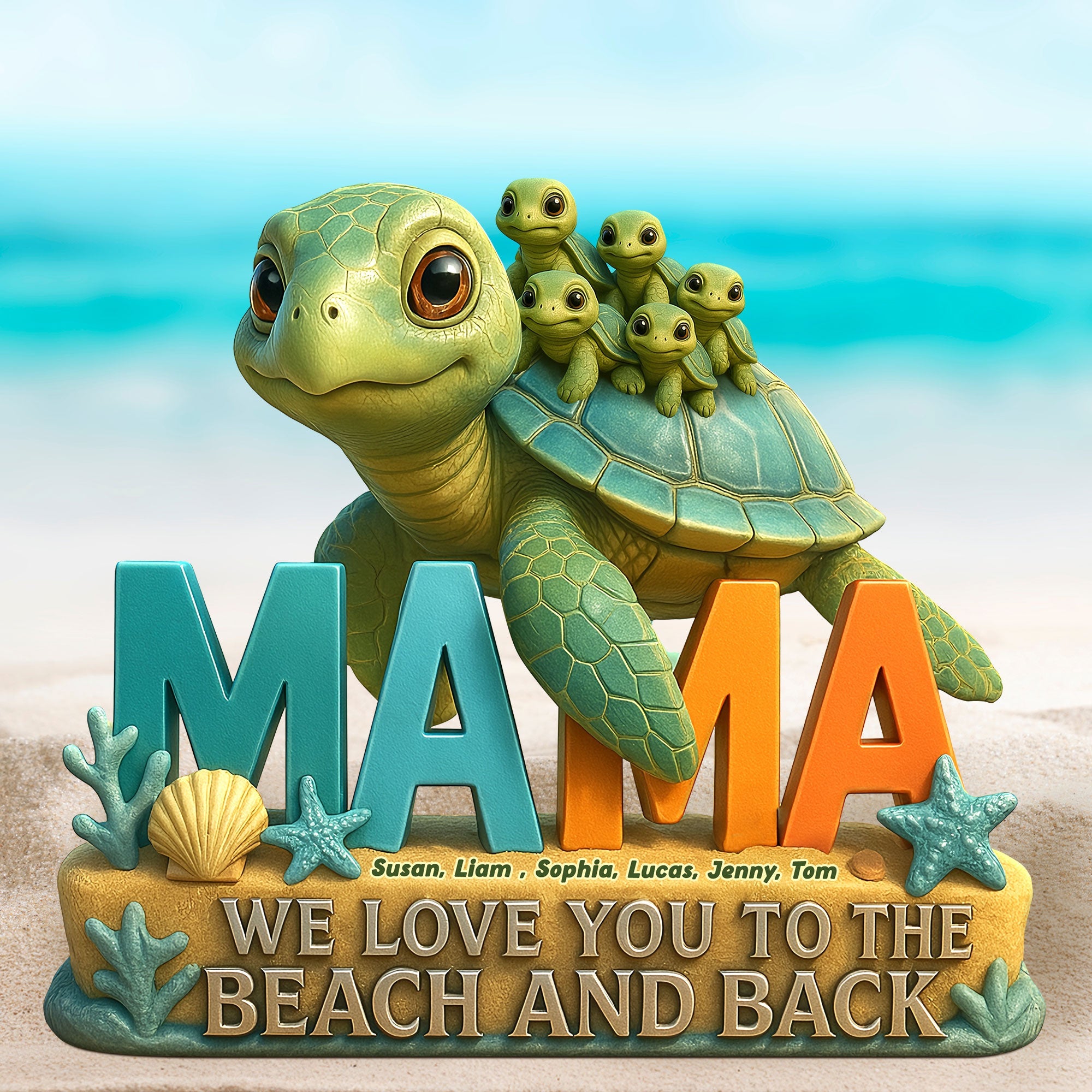 "We Love You to the Beach and Back!" - Personalized Gifts for Mom - Custom Acrylic Plaque for Moms and Grandmas Shaped Plaques PopCulturePrints