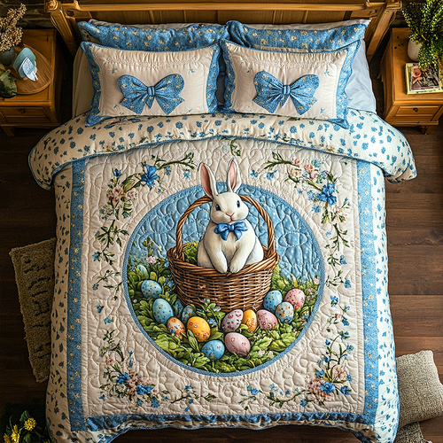 Easter Bunny Quilt Bedding Set for Bunny Lovers Blanket PopCulturePrints
