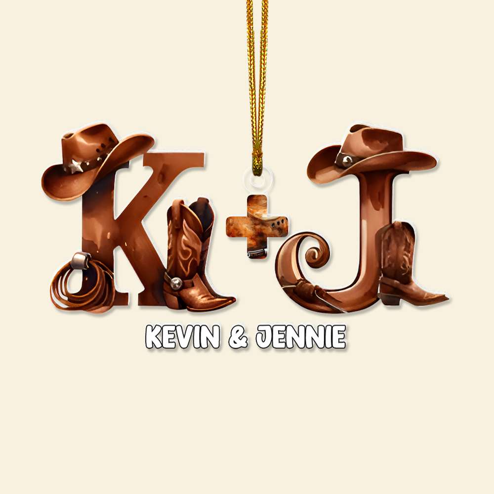 Custom Cowboy Hat Letter Ornament - Personalized Couple Gift for Valentine's Day Gifts Ornament PopCulturePrints