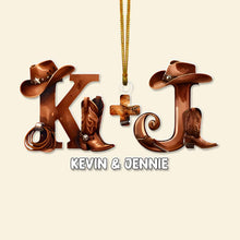 Load image into Gallery viewer, Custom Cowboy Hat Letter Ornament - Personalized Couple Gift for Valentine&#39;s Day Gifts Ornament PopCulturePrints
