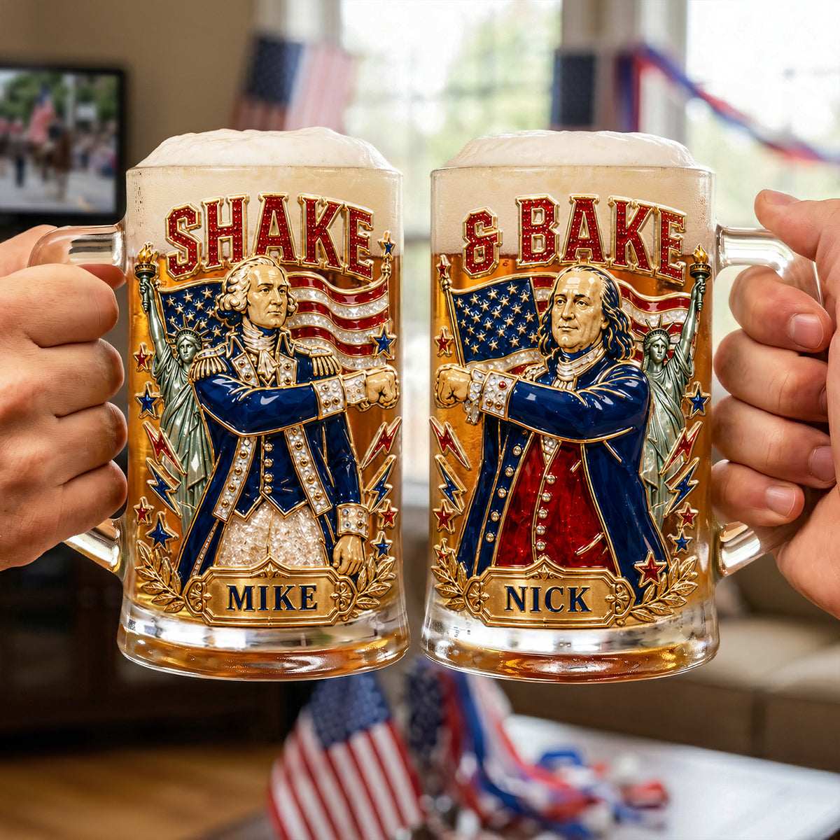 Shake & Bake - Funny Friends USA Drinking Glass - Personalized Gifts for Friends