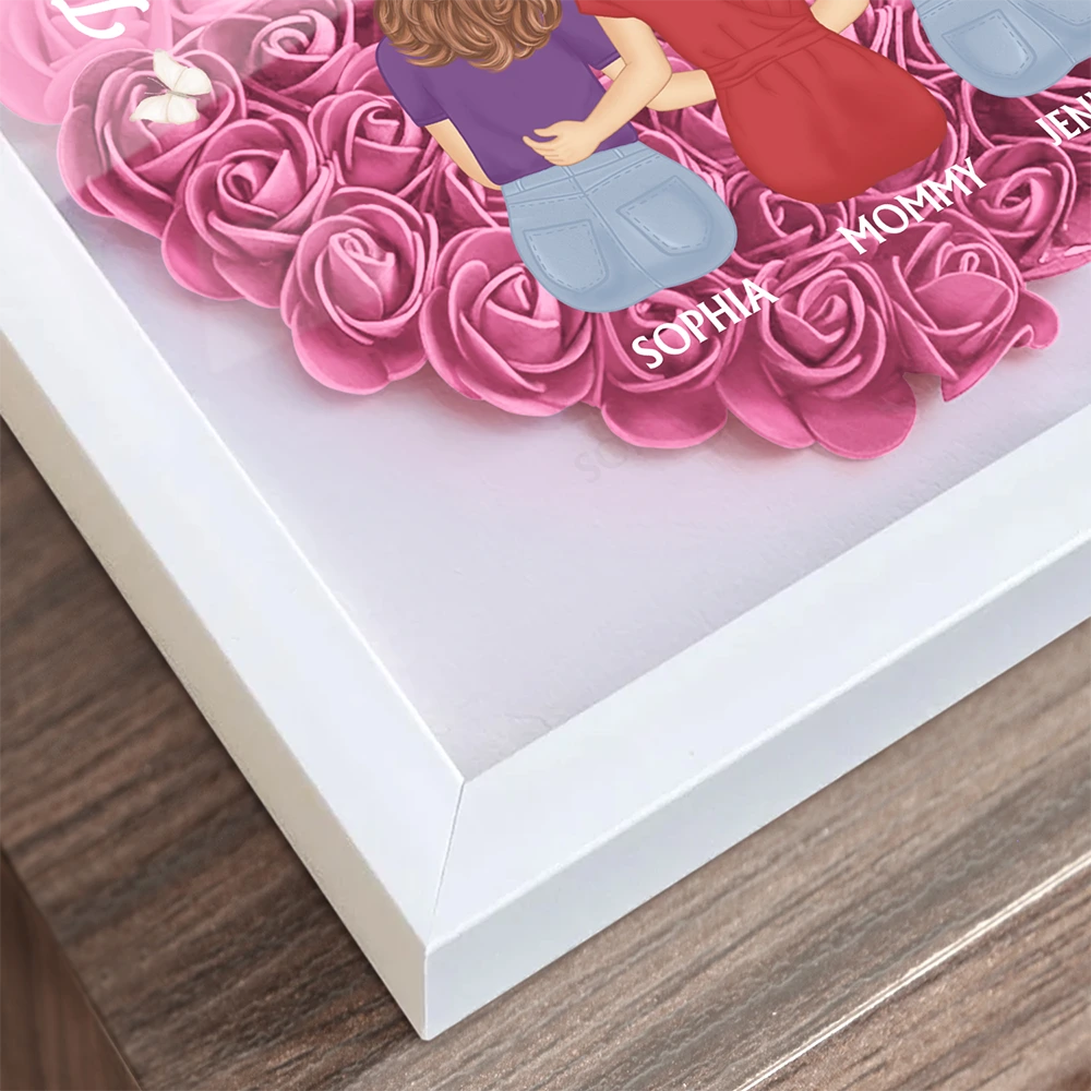 The Love Between Mother And Daughters Is Forever - Personalized Flower Shadow Box - A Perfect Gift for Moms and Daughters Flower Shadow Box PopCulturePrints