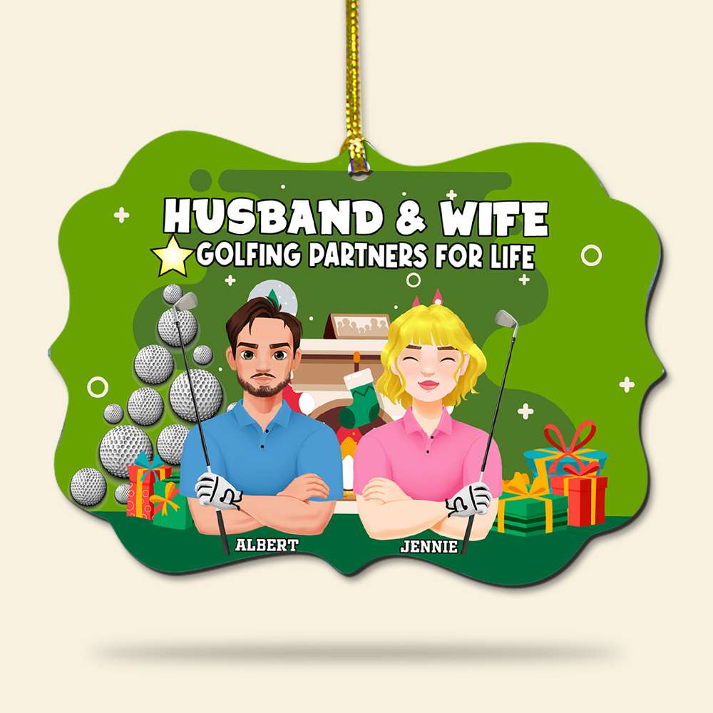 Personalized Golf Partner Ornament for Couples - Valentine's Day Gifts - Holiday Gift Ornament PopCulturePrints
