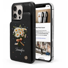 Load image into Gallery viewer, “Blossoms of Joy” - Personalized Birth Flower Bouquet Leather Flip Wallet Phone Case Leather Flip Wallet Phone Case PopCulturePrints
