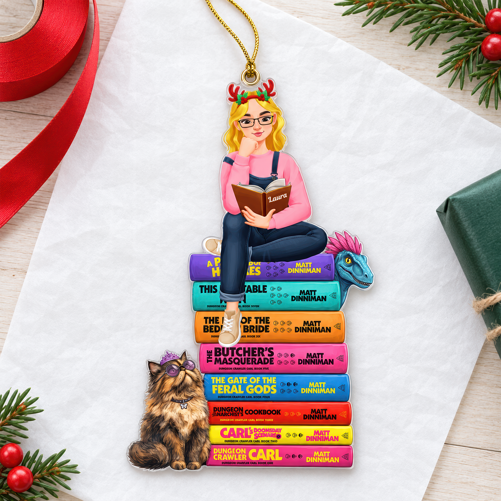 "Ignite Your Imagination" - Personalized Mystical Bookish Adventure Ornament - Custom Gift for Book Lovers Ornament PopCulturePrints