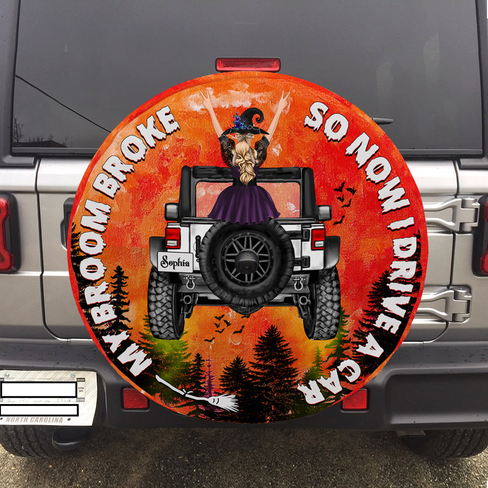 Personalized Gifts For Witch Tire Cover Car Girl & Blood Moon