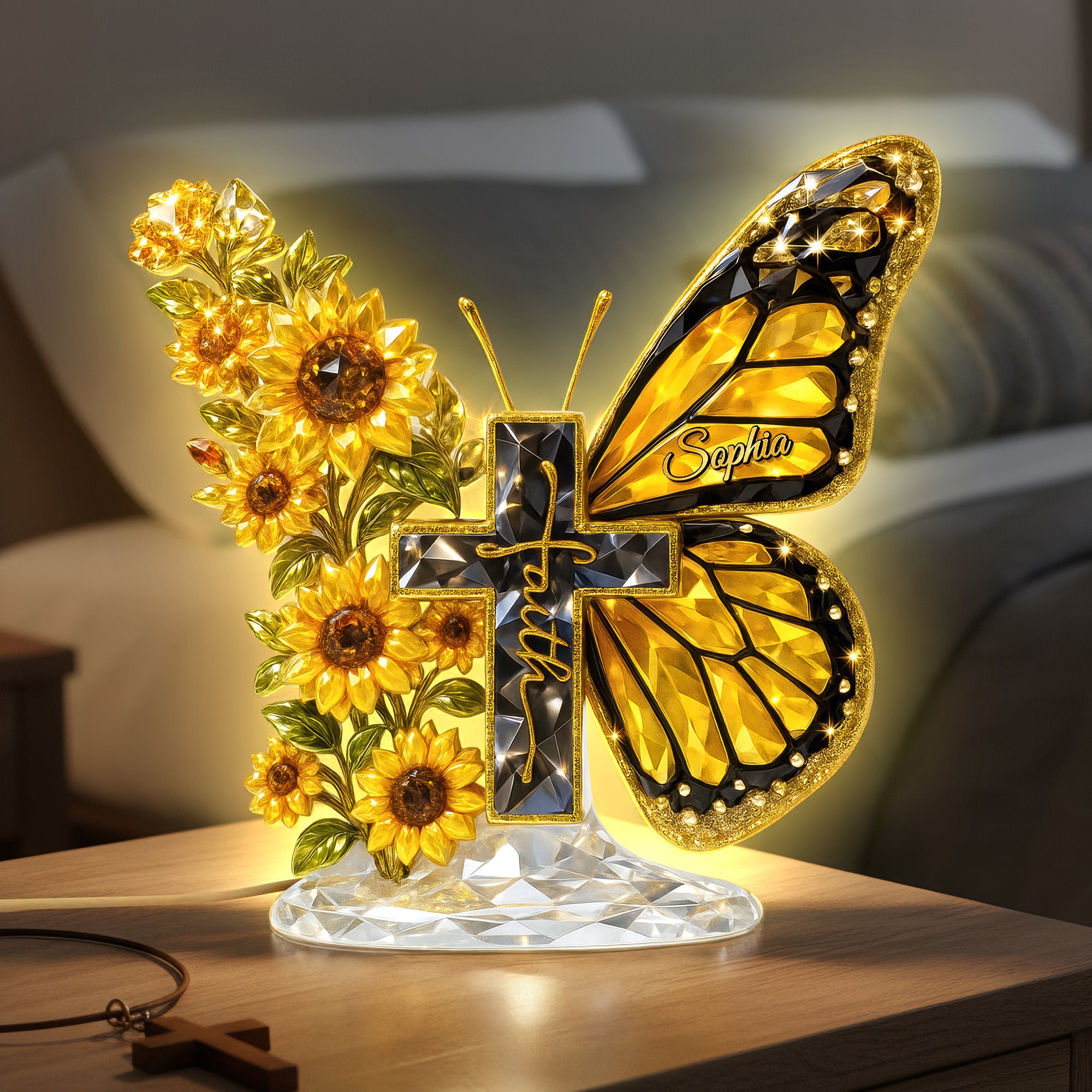 Faith in Every Color - Personalized Faith Cross Acrylic Light Box Gift Light Box PopCulturePrints