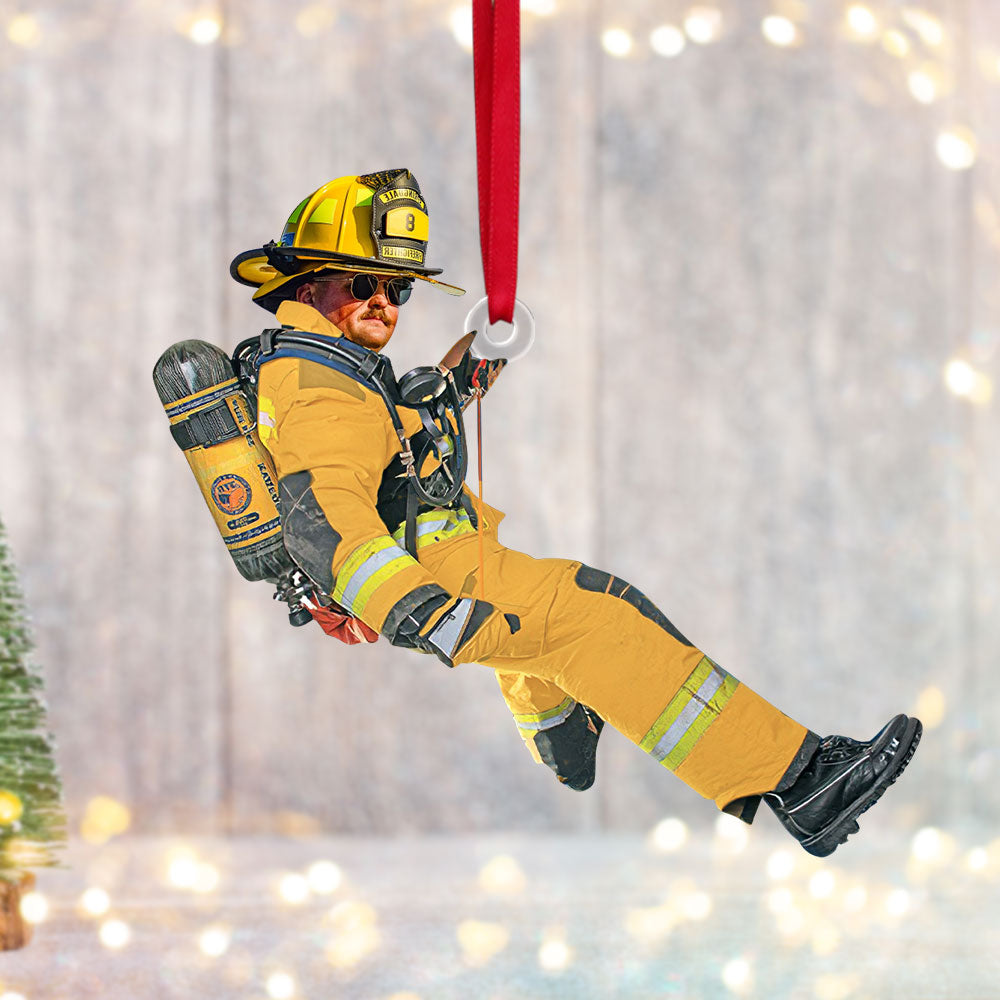 Personalized Firefighter Photo Ornament - Heroic Tribute Keepsake Ornament PopCulturePrints