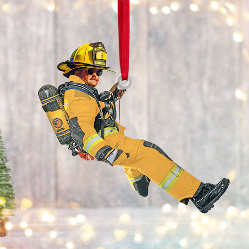 Personalized Firefighter Photo Ornament - Heroic Tribute Keepsake Ornament PopCulturePrints