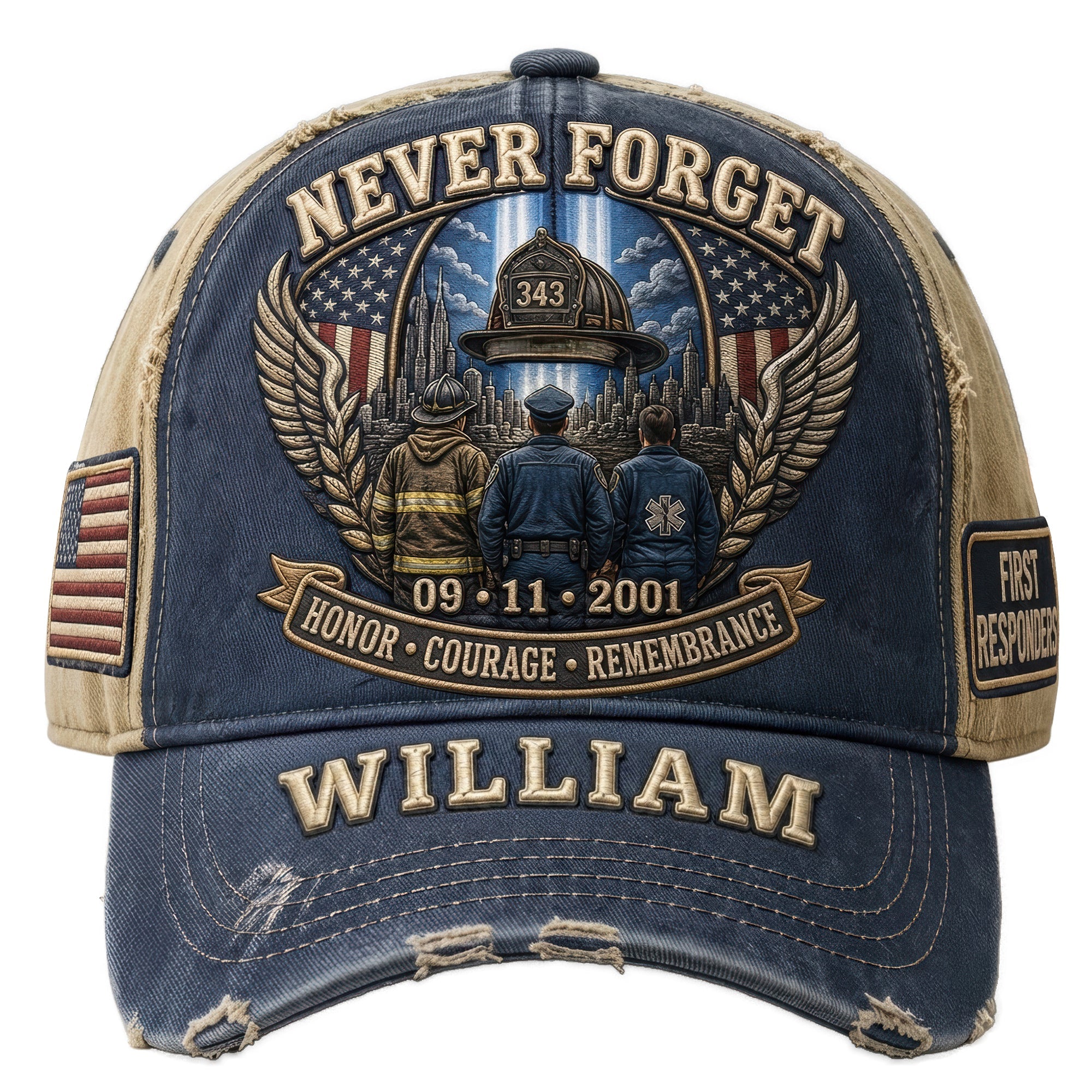 “Never Forget” - Personalized Classic Cap - Gift for First Responders & 9/11 Memorial Enthusiasts
