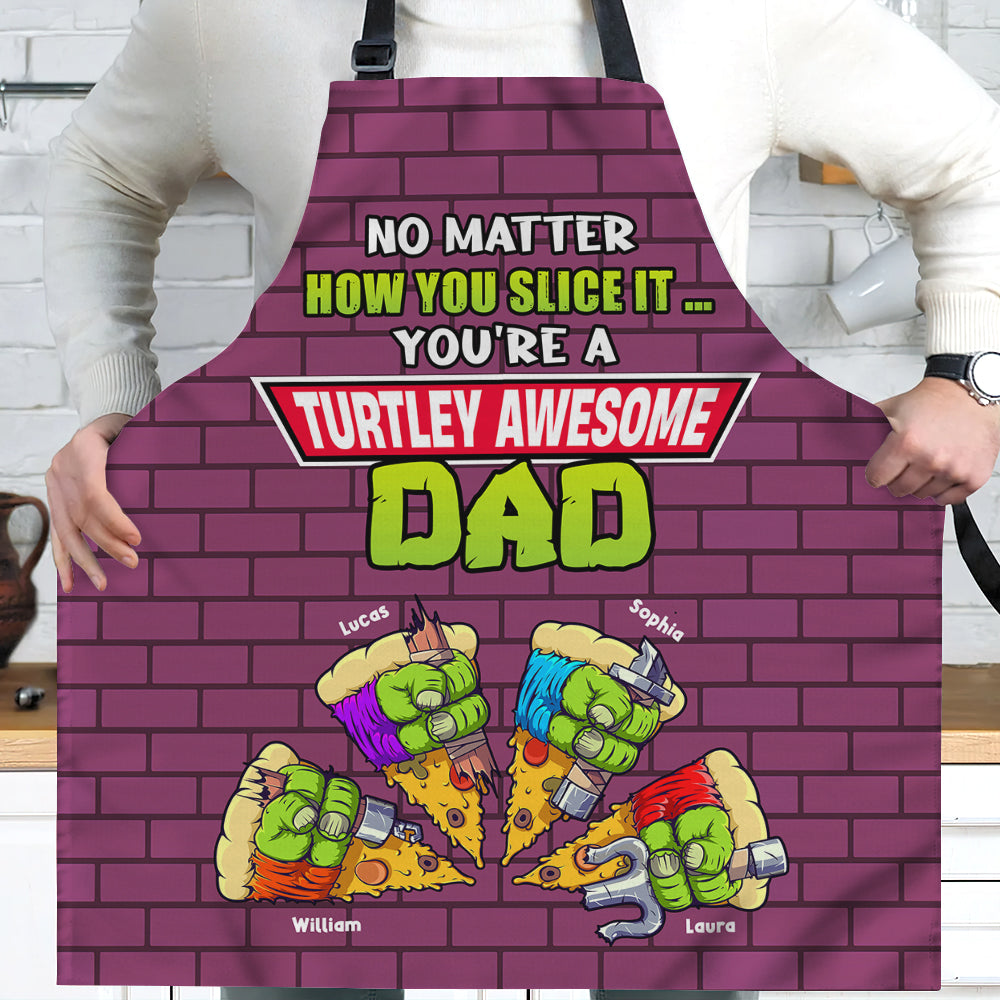 Turtley Awesome Dad Personalized Apron Aprons PopCulturePrints
