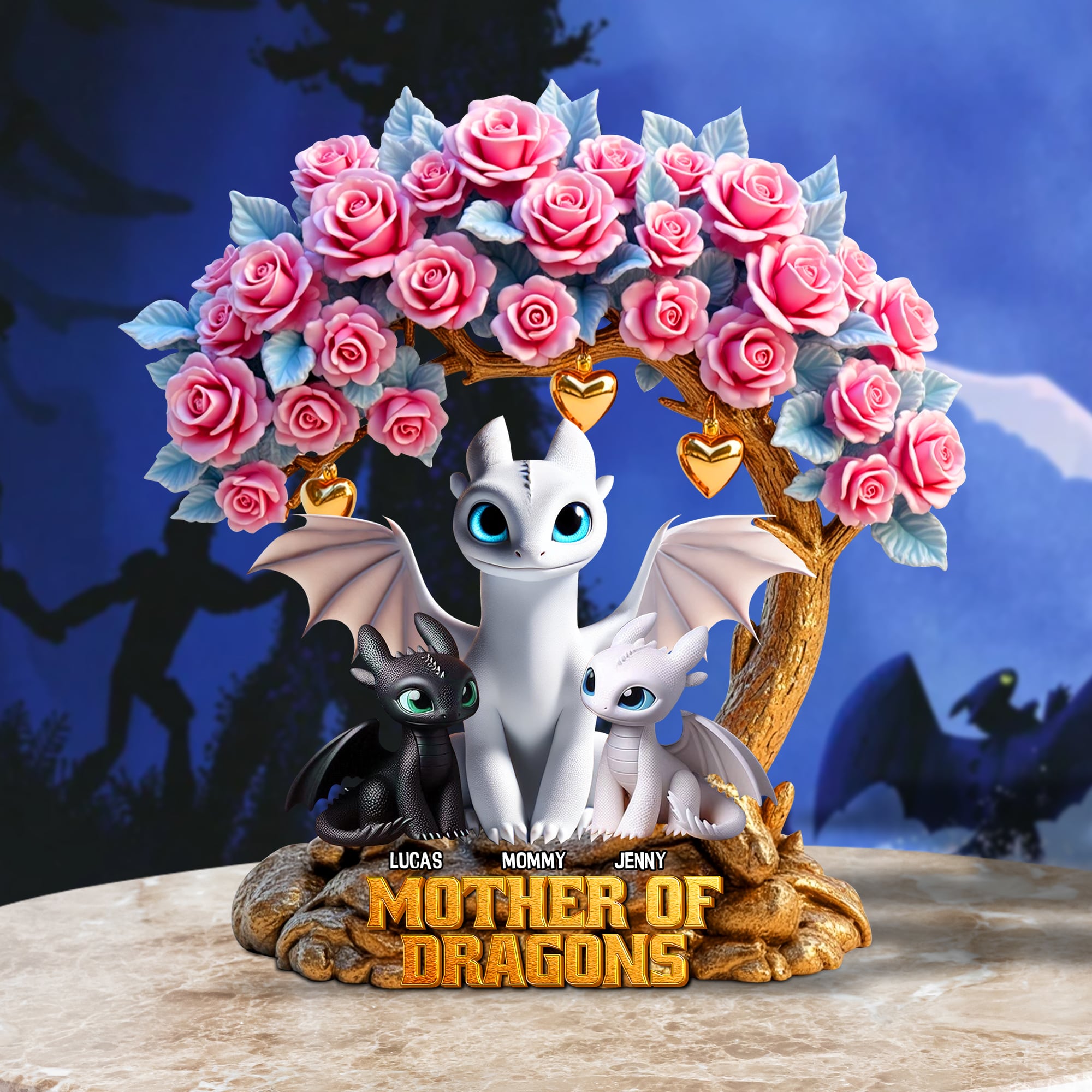 "A Gift Fit for a Dragon Queen" - Cartoon Dragon Plaque, Personalized for Mom, Grandma or Any Loved One Shaped Plaques PopCulturePrints