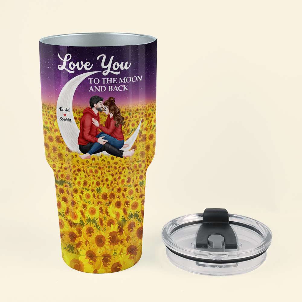 Personalized Couple Tumbler - Love You to the Moon and Back Tumbler Cup PopCulturePrints