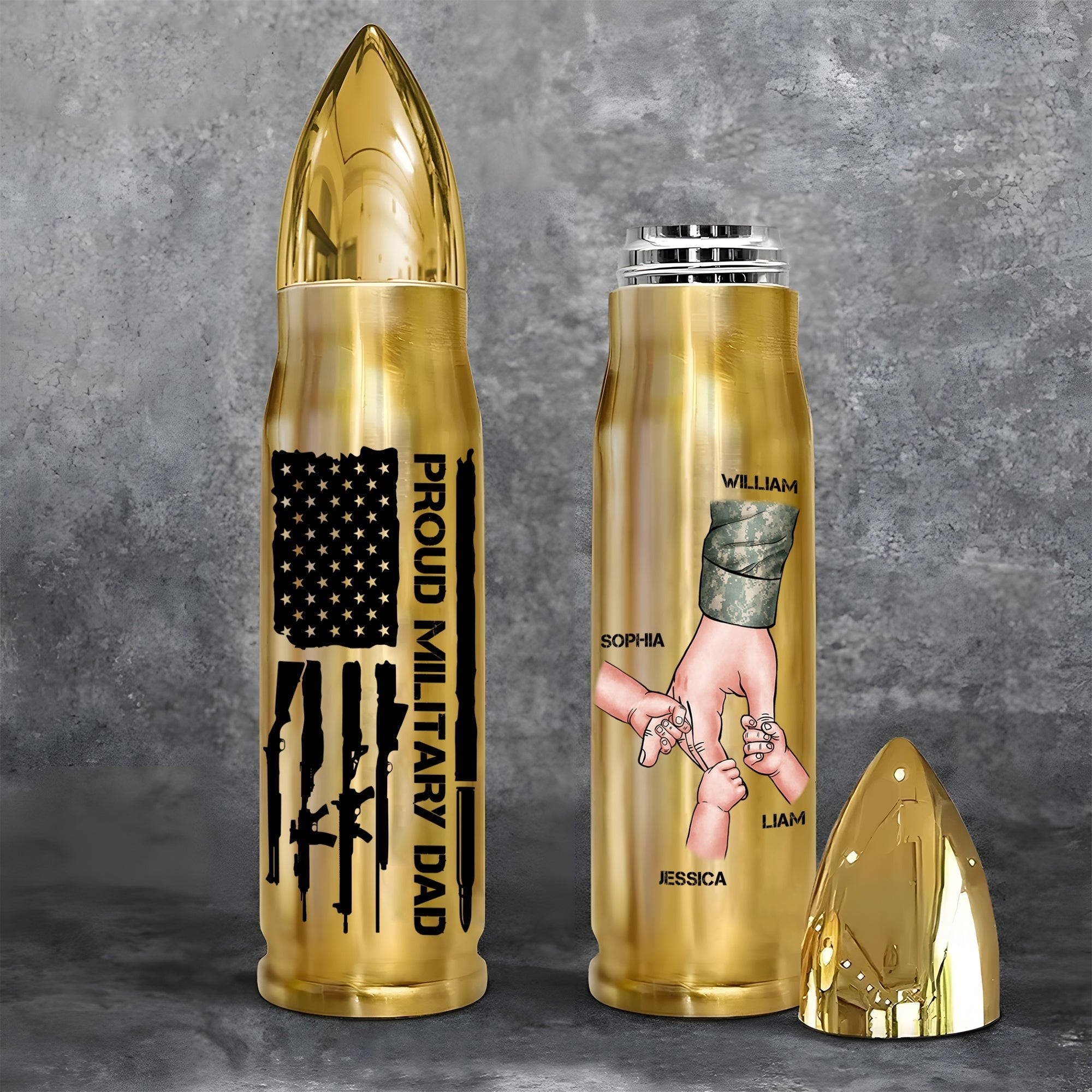 Proud Military Dad Bullet Thermos Flask Tumbler Cup PopCulturePrints