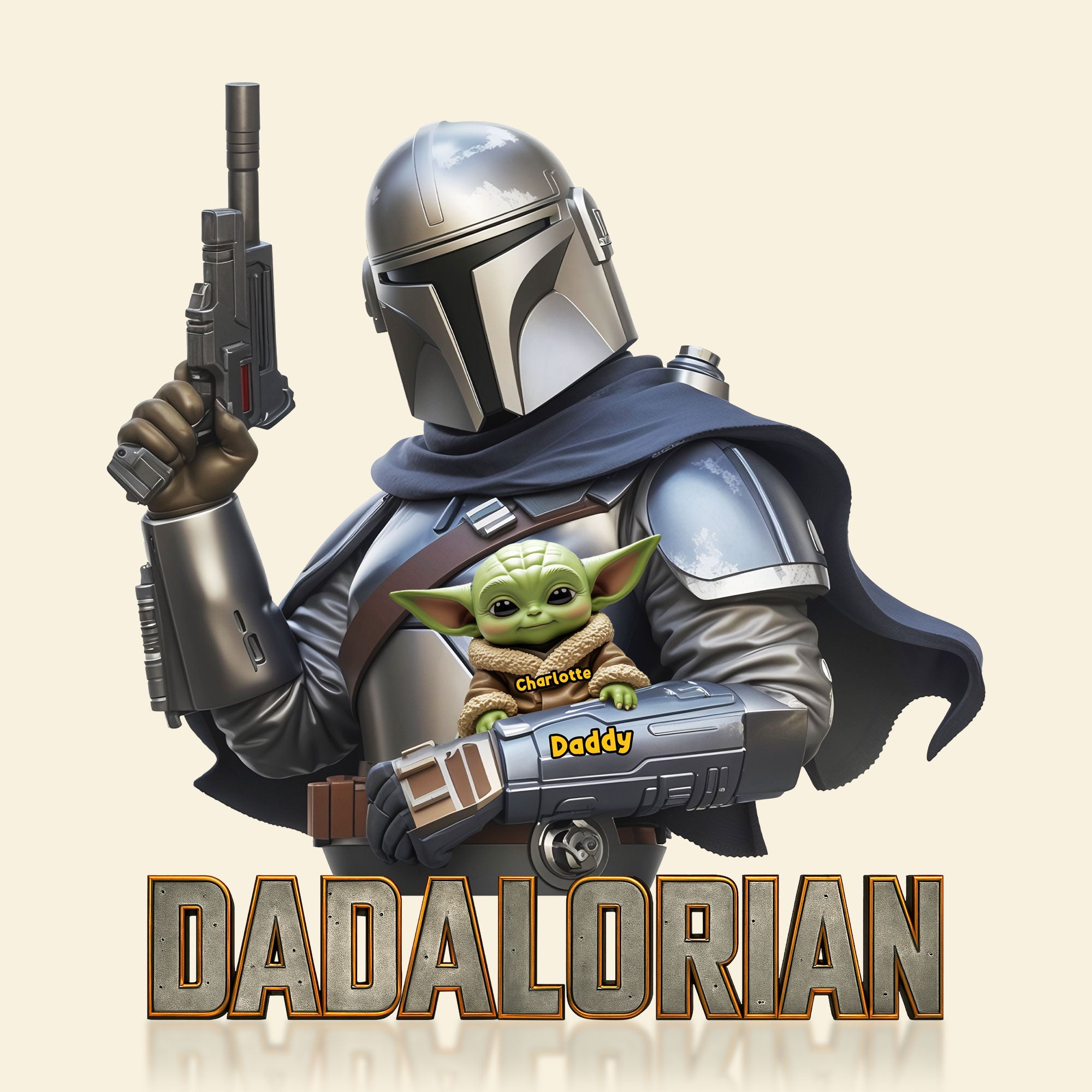 "A Galactic Gift for Dads!" - Dadalorian Plaque - Personalized Gifts for Dad, Grandpa, and More Shaped Plaques PopCulturePrints