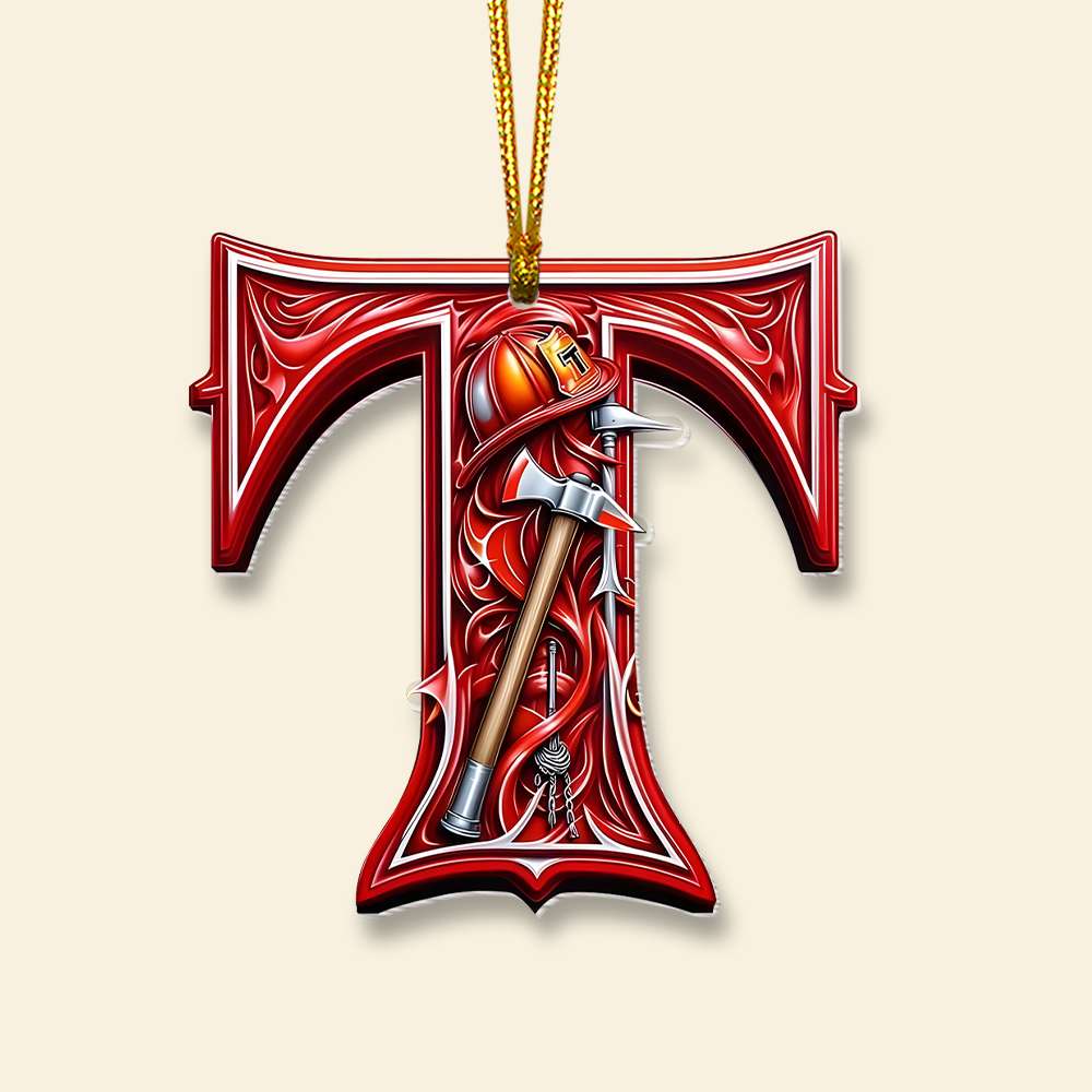 Firefighter Alphabet Christmas Ornament - Personalized Gift Ornament PopCulturePrints