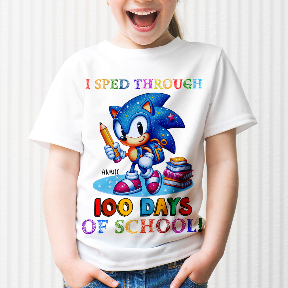 Customized Sonic '100 Days of School' T-Shirt for Kids Shirts PopCulturePrints