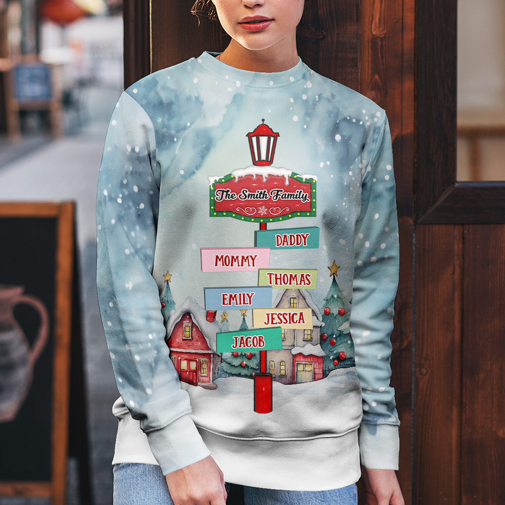 Custom Family Name 3D Sweatshirt - Holiday Edition